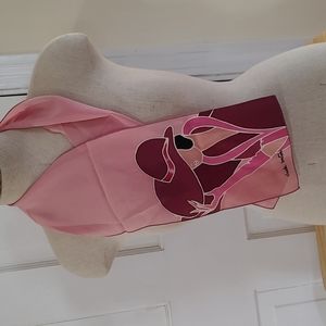 Vintage Silk Scarf Hand Painted Claude Breton Woman's Face Various Pinks